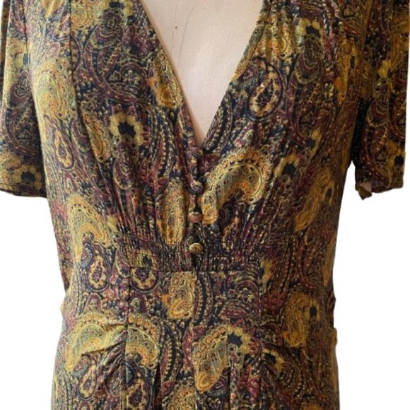 Free People Olivia Midi Dress Paisley Print V neck - Picture 7 of 16